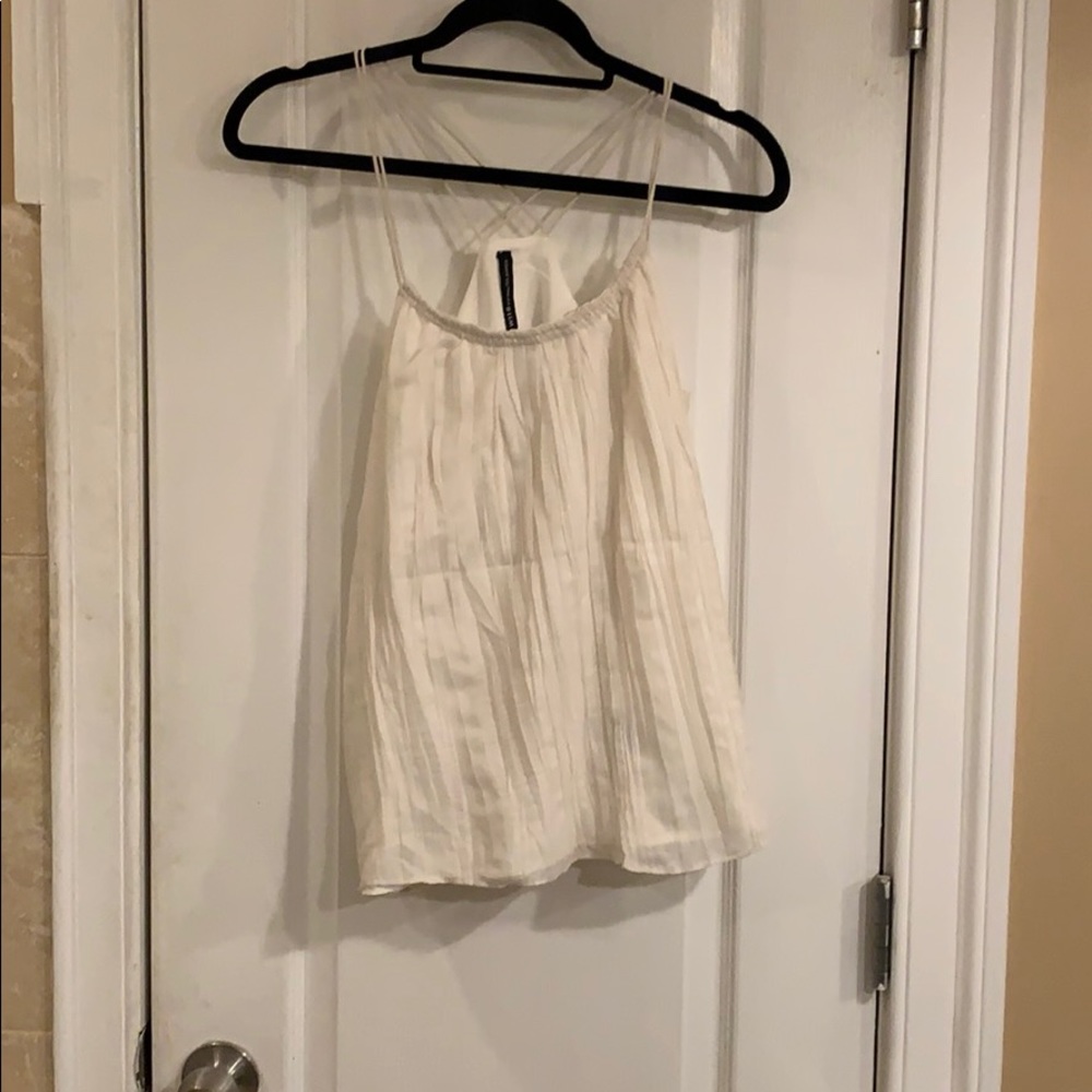 White Shimmer Strappy Ruffle Top